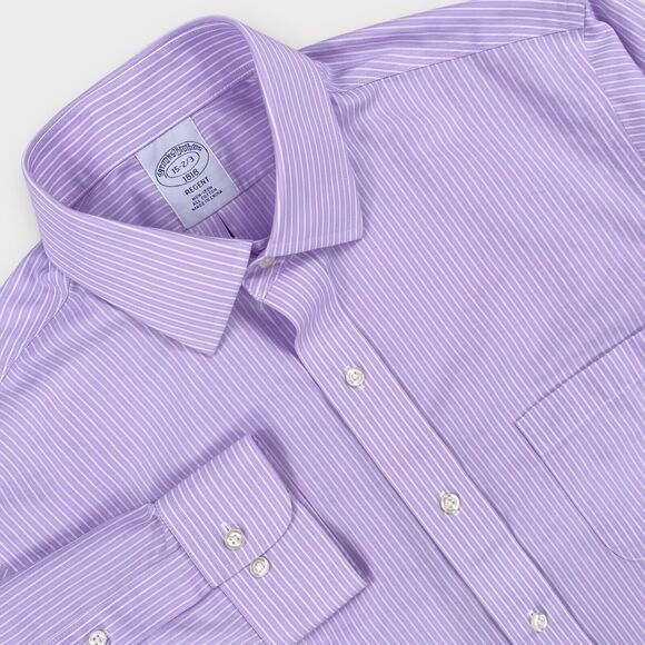 Brooks Brothers Other - $118 Brooks Brothers Dress Shirt Mens 15-⅔ Regent Purple Striped Non Iron Spread